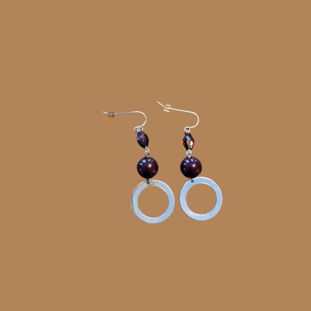 Dangle Bead & Metal Earrings